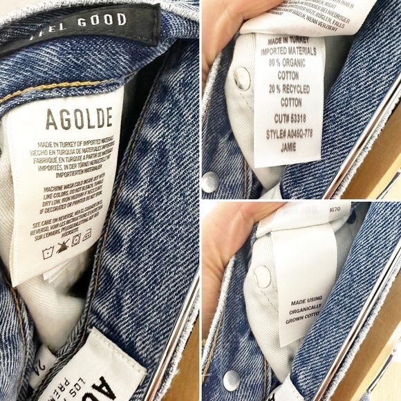 Agolde Jamie High Rise Classic Tapered Distressed Jeans in Idyllic 24 - Picture 7 of 9
